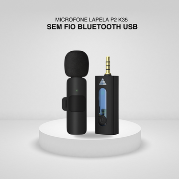 Microfone Lapela P2 K35 Sem Fio Bluetooth USB
