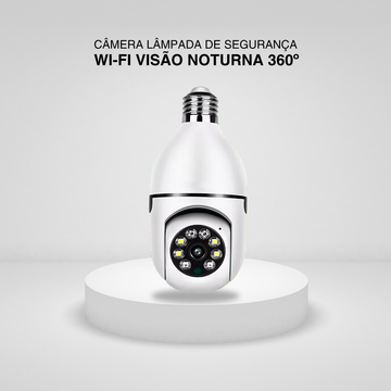 Câmera Lâmpada de Segurança Wi-fi Visão Noturna 360º