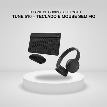 Kit Fone de Ouvido Bluetooth Tune 510 + Teclado e Mouse Sem Fio