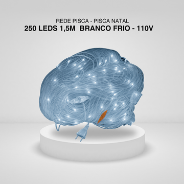 Rede Pisca - Pisca Natal 250 LEDs 1,5M Branco Frio - 110V