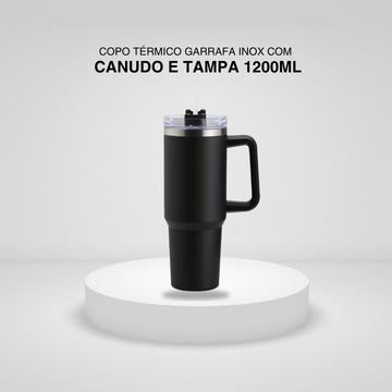 Copo Térmico Garrafa Inox com Canudo e Tampa 1200ML