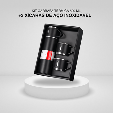 Kit Garrafa Térmica 500ML+ 3 Xícaras Aço Inoxidável
