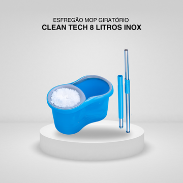Efregão Mop Giratório Clean Tech 8 Litros Inox