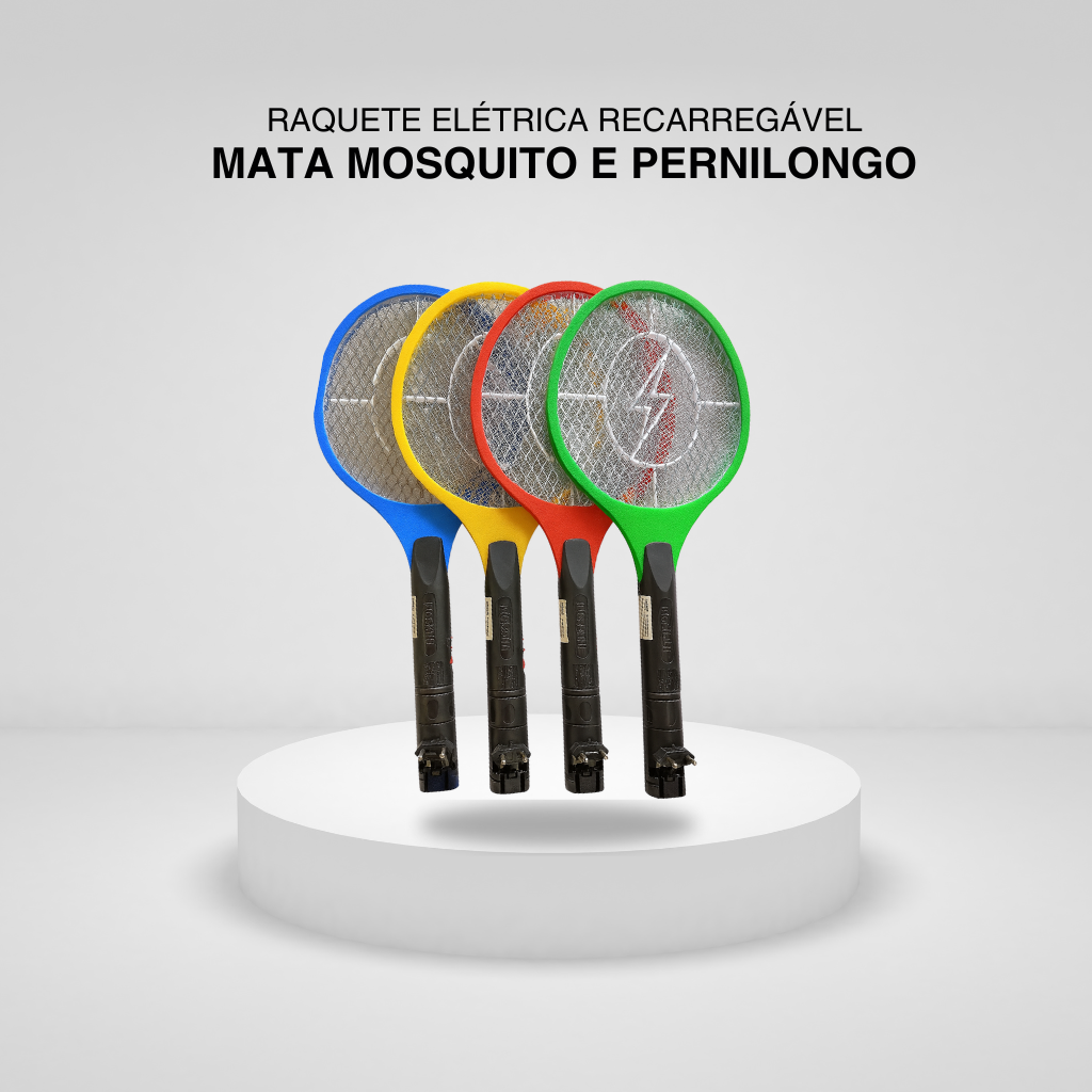 Raquete Elétrica Recarregável Mata Mosquito e Pernilongo