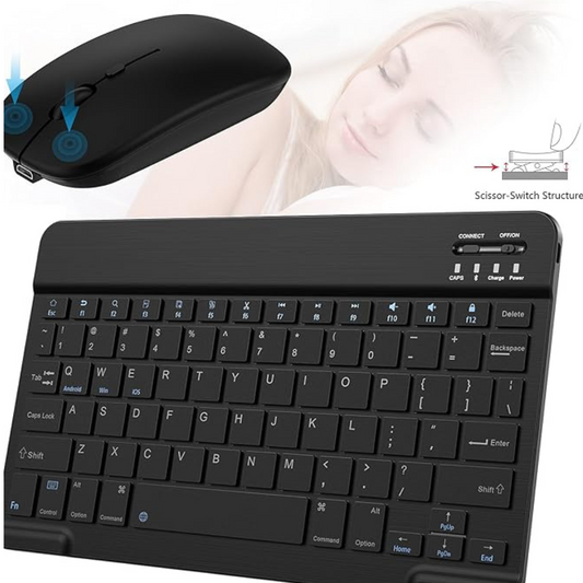 Kit Teclado e Mouse Sem Fio Bluetooth Ultrafino Portátil