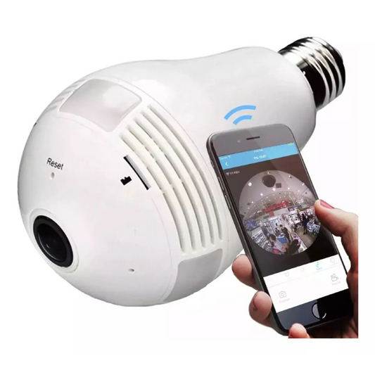 Lâmpada Espiã com Microfone e Alto-Falante Visão Noturna Wi-Fi