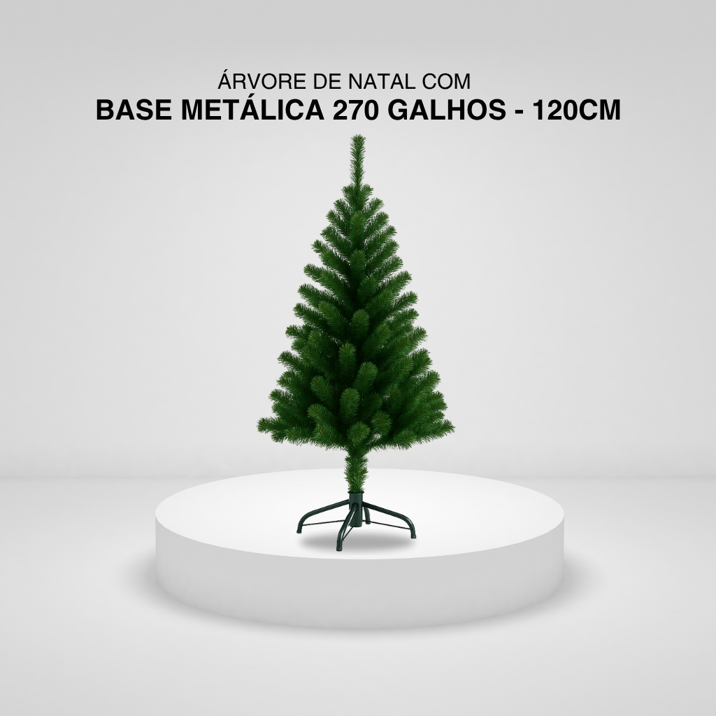 Árvore de Natal com Base metálica 270 Galhos - 120cm