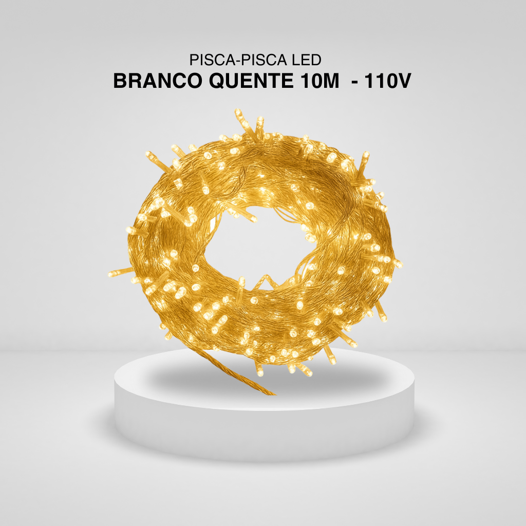 Pisca‑pisca Led Branco Quente 10M  - 110V