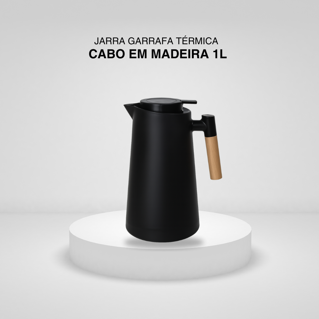 Jarra Garrafa Térmica Cabo em Madeira 1L