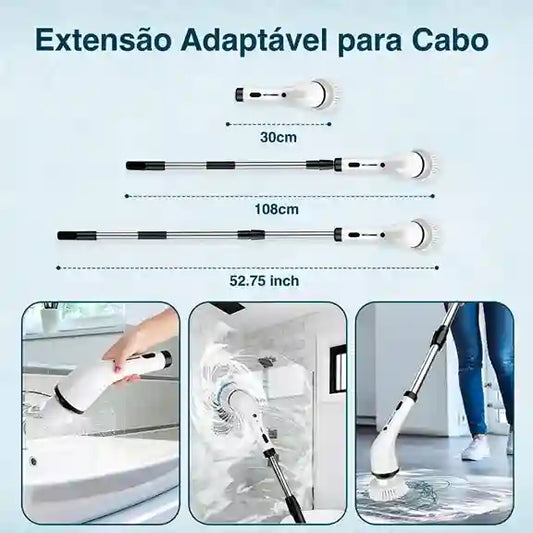Esfregão Elétrico Giratório 9 em 1 Sem Fio Cabo Extensível