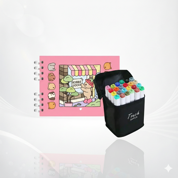 Kit Livro de Colorir Bobbie Goods Capa Dura 50 páginas + 24 Canetas Coloridas